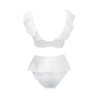 Custom White High Waisted Two Piece Swimsuit Ribbed V-neck Bikini