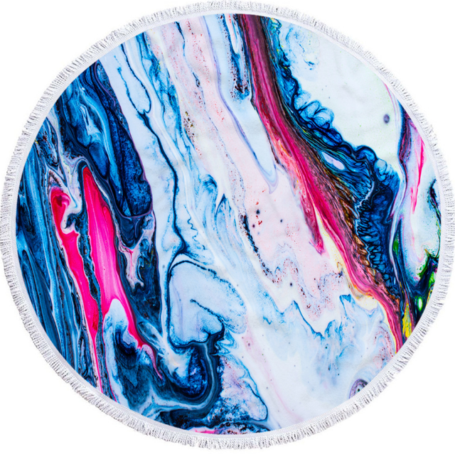 Factory Wholesale Marble Quickly Dry Round Printed Microfiber Beach Towel for Summer