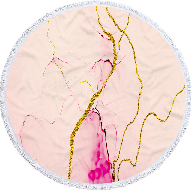 Hot Selling Marble Quickly Dry Pink Round Microfiber Beach Towel For Summer