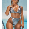 Wholesale Two Pieces Swimsuit Silver Metalic Sexy Bikini