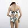 Tropical Palm Two Piece Seamless Bikini Black And White Swimsuit for Women