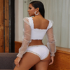 Wholesale One Piece Swimsuit White Lace Voile Bikini With Sleeves