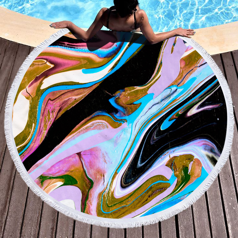 Customize Marble Quickly Dry Colorful Printed Larger Microfiber Beach Towel for Summer